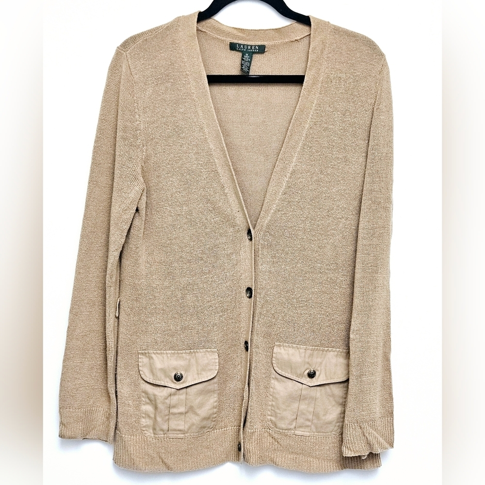 Classic Ralph Lauren Cardigan | Linen Cotton | Like new | Sand / Beige